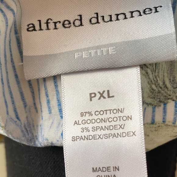 A cropped blue and white striped dress shirt with red and yellow Hawaiian - Picture 6 of 10